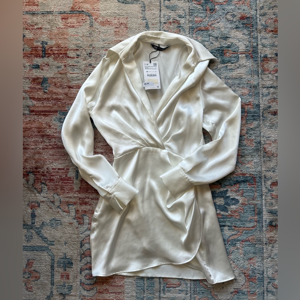 Elegant White Satin Dress